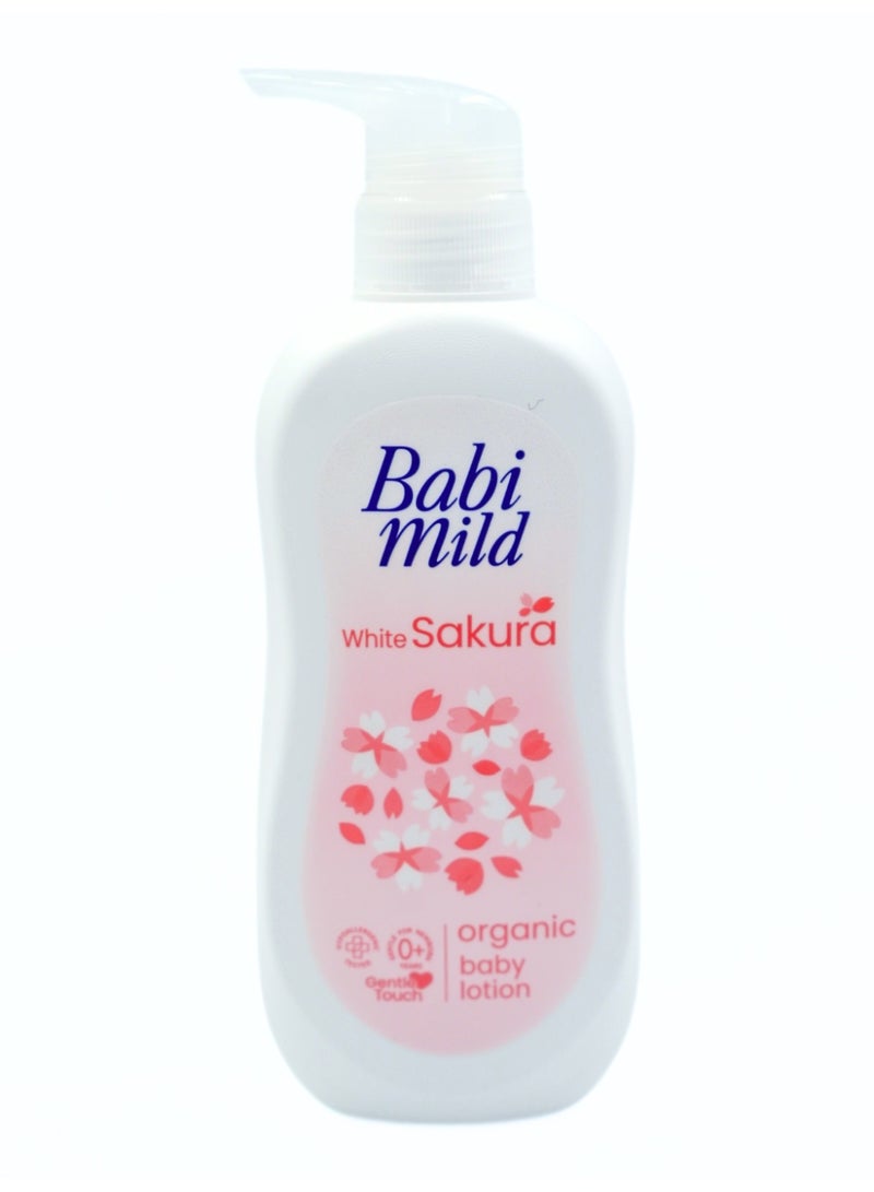 Babi Mild White Sakura Organic Baby Lotion – Gentle Touch Moisturizing Care for Soft & Smooth Baby Skin (0+ Months)350ml